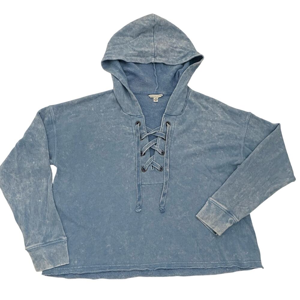 American Eagle Outfitter Womens XL Hoodie V-Neck Cropped Oversize French Terry